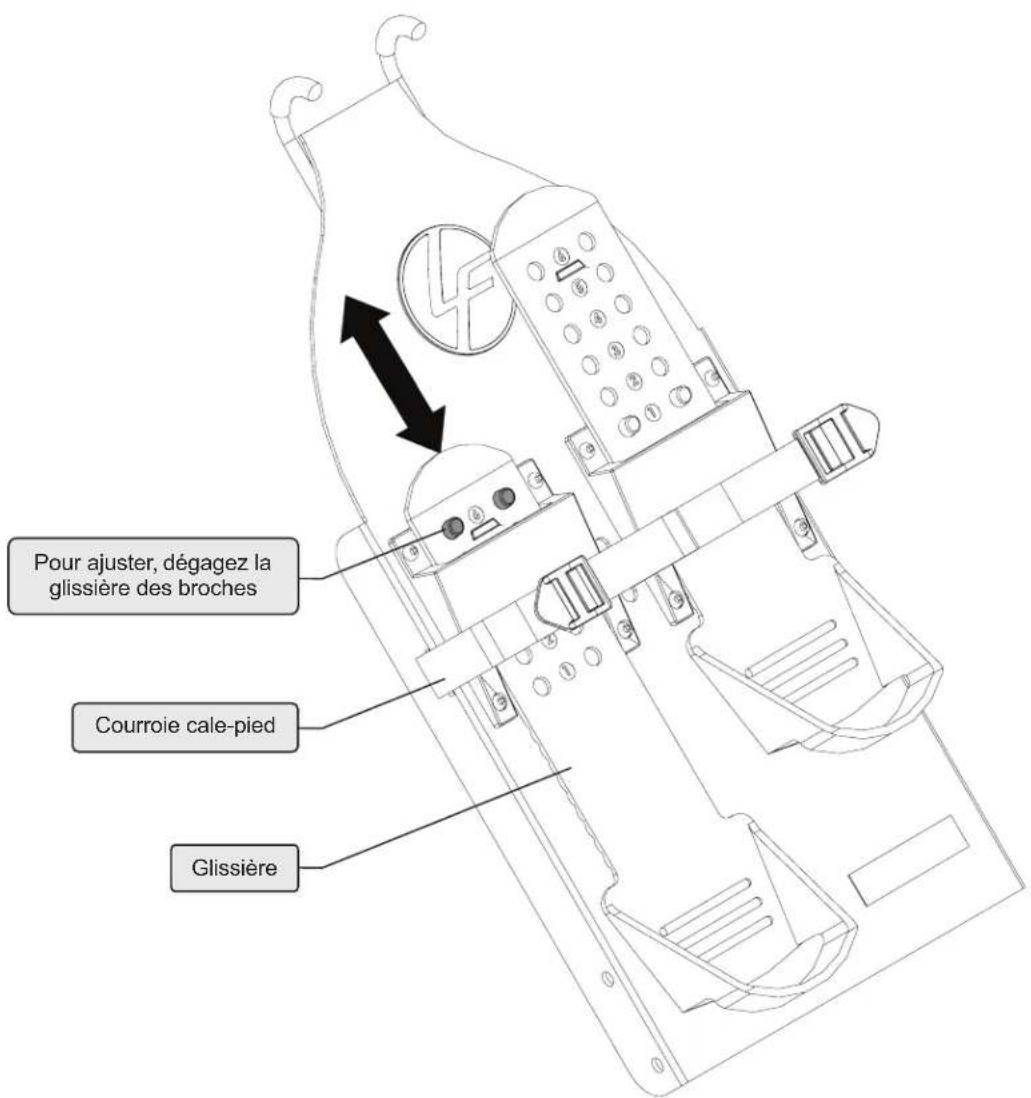 Life Fitness Row HX - PARTIE COULISSANTE DU REPOSE-PIEDS - 1