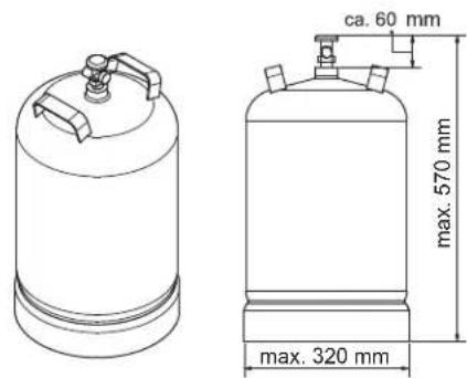 Rösle Videro G2S Vario - Maximum size of gas cylinder - 2