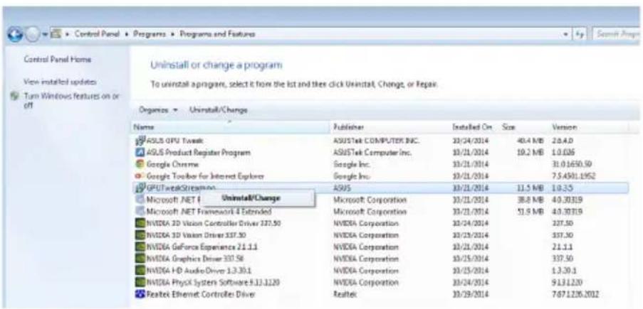 ASUS GPU Tweak II - Removing ASUS Streaming in Windows 8.1 / 8 / 7 / Vista - 1