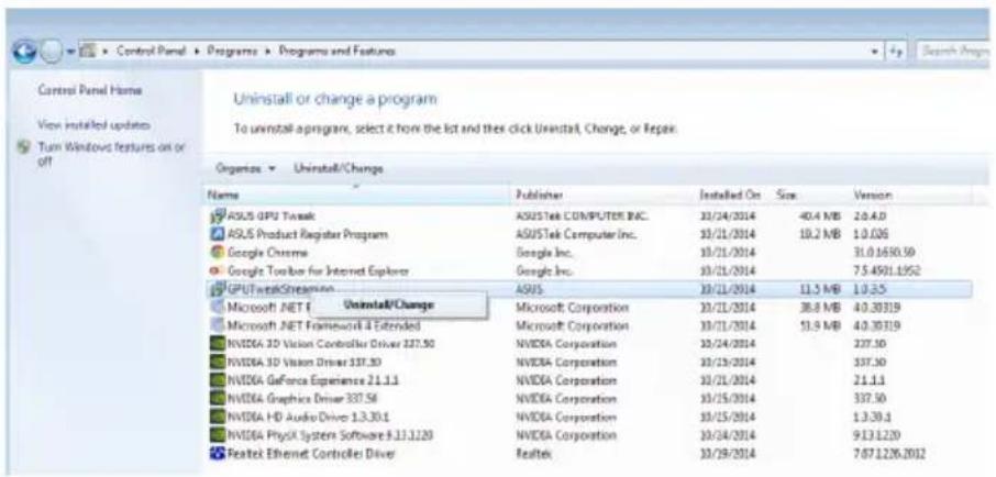 ASUS GPU Tweak II - Odebrání ASUS Streaming v operačním systému Windows 8.1 / 8 / 7 / Vista - 1