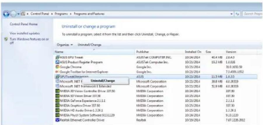 ASUS GPU Tweak II - Uklanjanje ASUS Streaming u Windows \*8.1 / 8 / 7 / Vista - 1
