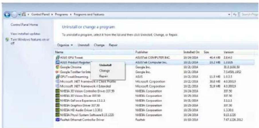 ASUS GPU Tweak II - Видалення ASUS APRP y Windows ^® 8.1 / 8 / 7 / Vista - 1