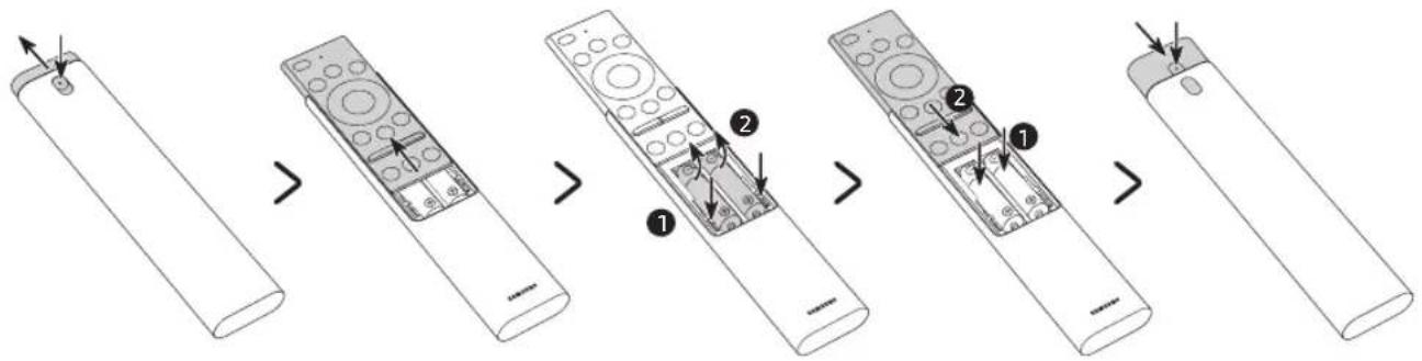 SAMSUNG QE65Q90RATXXU - Installing batteries into the Samsung Smart Remote - 1