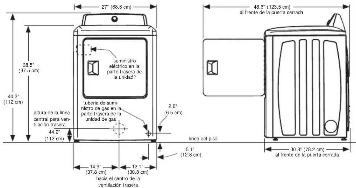 FRIGIDAIRE FFRG4120S - Dimensiones de la Secadora - 1