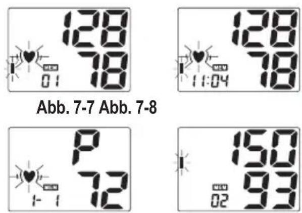 ProfiCare PCBMG 3019 - Gespeicherte Ergebnisse anzeigen - 7