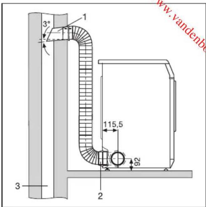 MIELE T 8723 LW - Exemples d'installation d'un système d'évacuation avec conduite d'évacuation flexible - 2