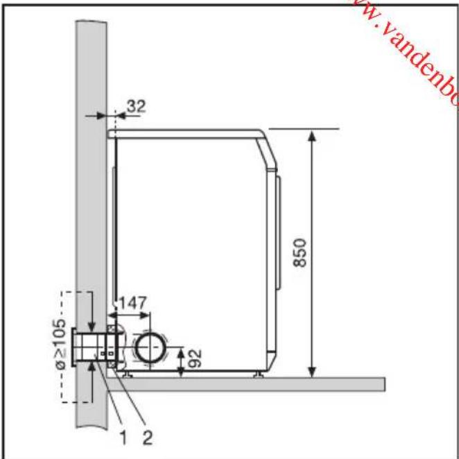 MIELE T 8723 LW - Installation de la conduite d'évacuation - 2