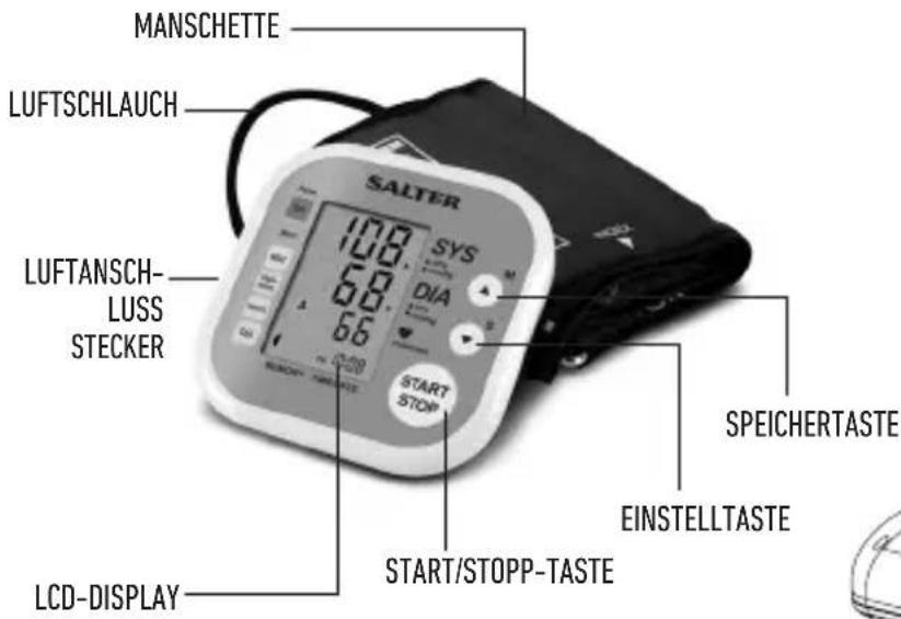MANSCHETTE LUFTSCHLAUCH LUFTANSCH- LUSS STECKER SALTER 108 68 66 START STOP SYS DIA SPECHERTASTE EINSTELLTASTE LCD-DISPLAY START/STOPP-TASTE