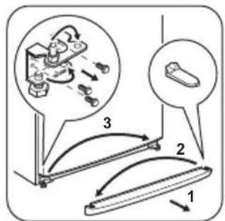 Diagram illustrating a mechanical assembly with numbered steps and component illustrations