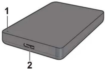 BUFFALO MiniStation HDPCF1.0U3BD - LED 指示燈和連接 - 1