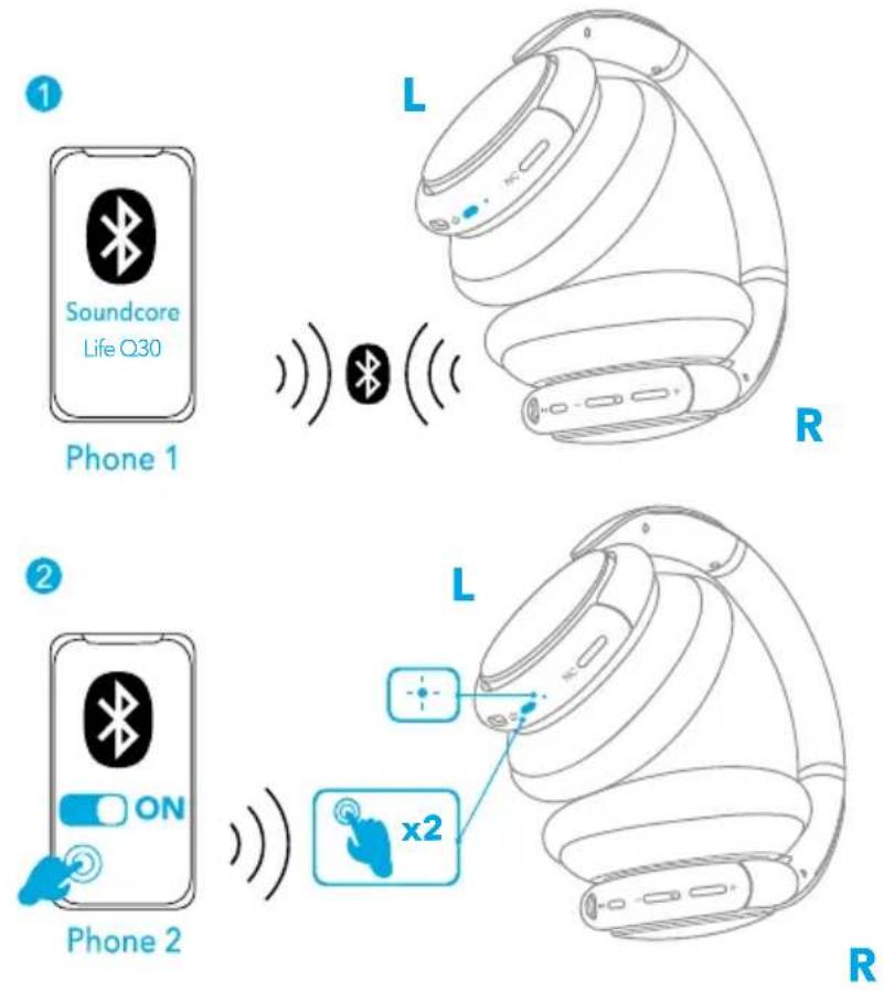 soundcore Life Q30 - Emparelhar com outro dispositivo - 1