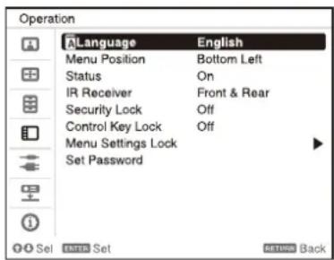 SONY VPLPHZ50 - Auswahlen der Menüsprache - 1