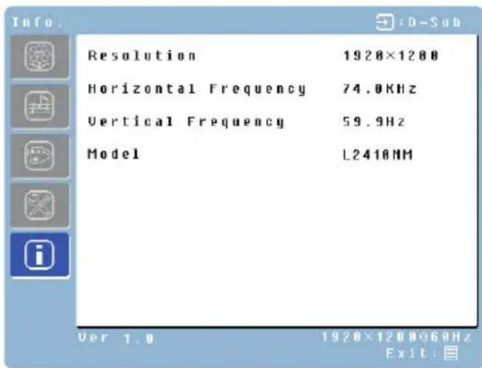 WESTINGHOUSE L2410NM - Menu de Misceláneos (durante Entradas de PC incluyendo DVI cuando se usa cable DVI-HDMI) - 2