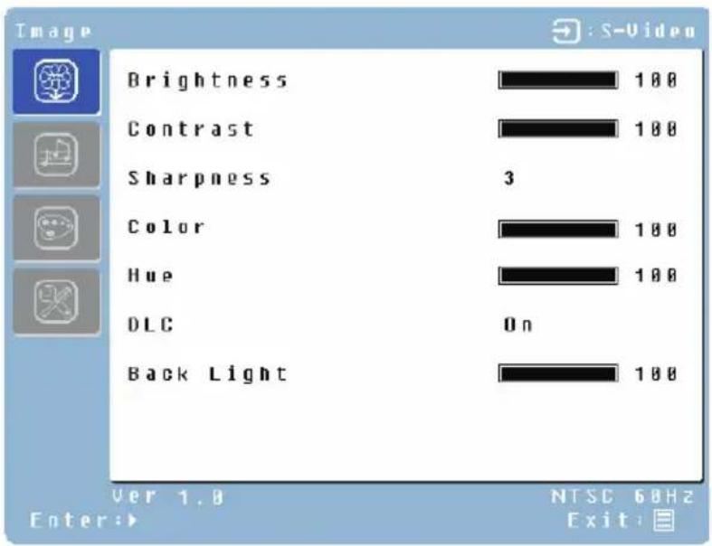 WESTINGHOUSE L2410NM - Image Menu (while in A/V inputs, including HDMI input) - 1