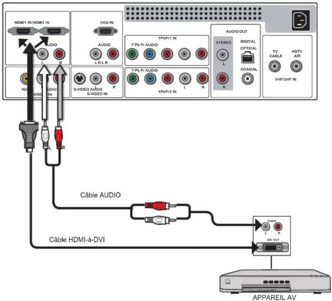 Proview PA40JK1A - Connection d'un apparéil AV avec un Connecteur DVI - 1