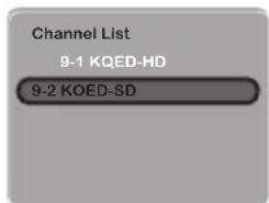Channel List 9-1 KQED-HD 9-2 KOED-SD