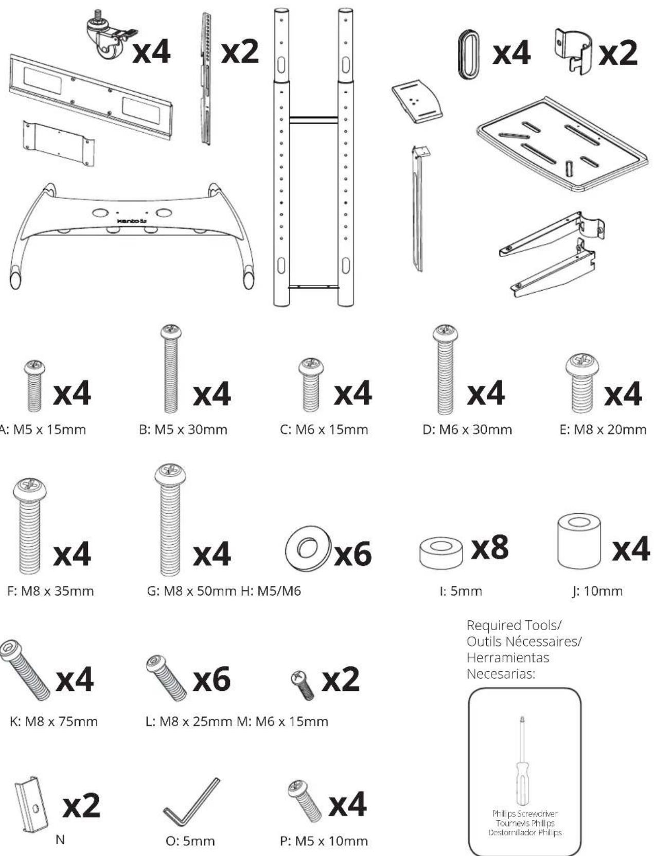 Kanto MTM82PLS - Supplied Parts and Hardware / Matériel et les pièces fournies Partes suministradas y materiales - 1