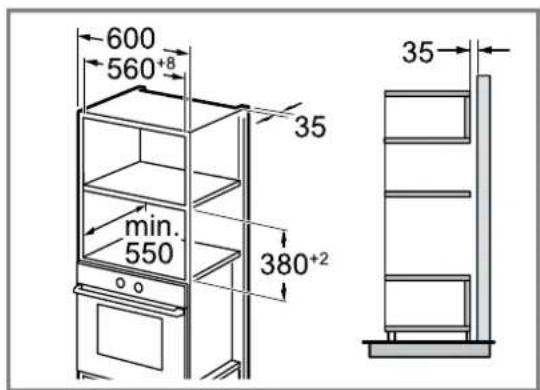 CONSTRUCTA CC4P91562 - Einbaumaße im Hochschrank - 1
