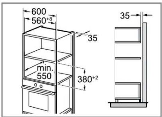 CONSTRUCTA CC4P91562 - Installation dimensions in the tall unit - 1