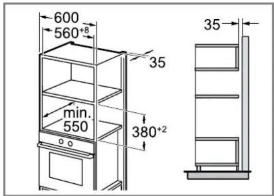 CONSTRUCTA CC4P91562 - Cotes d'encombrement dans le placard vertical - 1