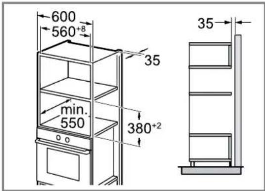 CONSTRUCTA CC4P91262 - Cotes d'encombrement dans le placard vertical - 1