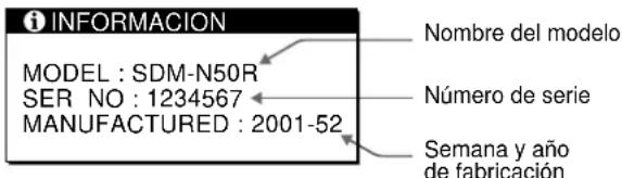 SONY SDMN50R - Visualización del nombre, número de série y Fecha de fabricación de este monitor - 2