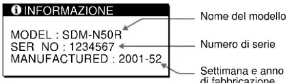 SONY SDMN50R - Visualizzazione del nome del monitor, del numero di seri e della data di fabbricazione - 2