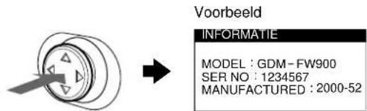 SONY GDMFW900 - Weergave van de naam van de monitor, het serienummer en de productiedatum. - 1