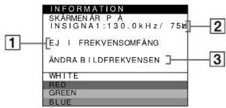 SONY GDMFW900 - Om meddelande EJ I FREKVENSOMFÁNG visas pá rad 1 - 1