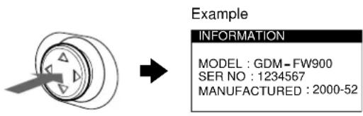 SONY GDMFW900 - Displaying this monitor's name, serial number, and date of manufacture. - 1