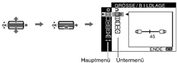 SONY GDMF520 - Bewegen Sie die Steuertaste nach / , um das Hauptmenu hervorzuheiten, in dem Sie Einstellungen vornehmen wollen, und drücken Sie die Steuertaste. - 1