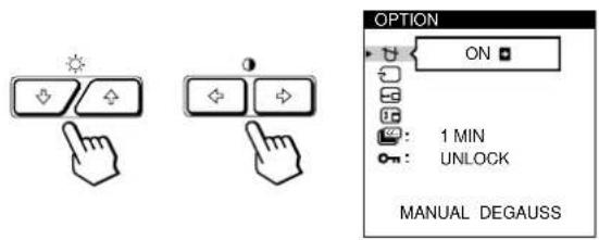 SONY GDM200PS - Press the ⬇↓/↑ and ⏻←/→ buttons to select “☐ OPTION,” and press the MENU button again. - 1