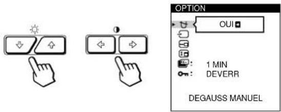 SONY GDM200PS - Appuyez sur les touches ⚙↓/↑ et ⭕←/→ pour sélectionner “☐ OPTION” et appuyez ensuite à nouveau sur la touche MENU. - 1