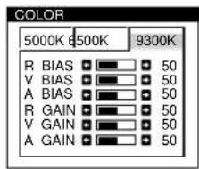 SONY GDM500PS - Pulse los botones / y / para seleccionar "COLOR" y vuelva a pulsar el boton MENU. - 3
