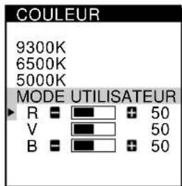SONY CPDL181A - Appuyez sur les touches pour selectionner R (rouge) ou B (bleu) et appuyez ensuite sur les touches +/- pour obtenir la couleur voulue. - 2