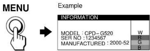 SONY CPDG520P - Displaying this monitor's name, serial number, and date of manufacture. - 1