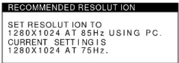 SONY CPDG400 - RECOMMENDED RESOLUTION - 1