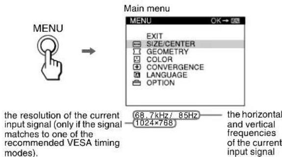 SONY CPDE240 - Navigating the menu - 1