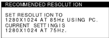 SONY CPDE400 - RECOMMENDED RESOLUTION - 1