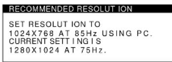 SONY CPDE200 - RECOMMENDED RESOLUTION - 1