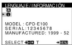 SONY CPDE100 - Visualización del nombre, número de série y Fecha de fabricación de este monitor (INFORMACION) - 1