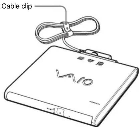 SONY PCGADDRW1 - Transporting the unit (using the cable clip) - 1