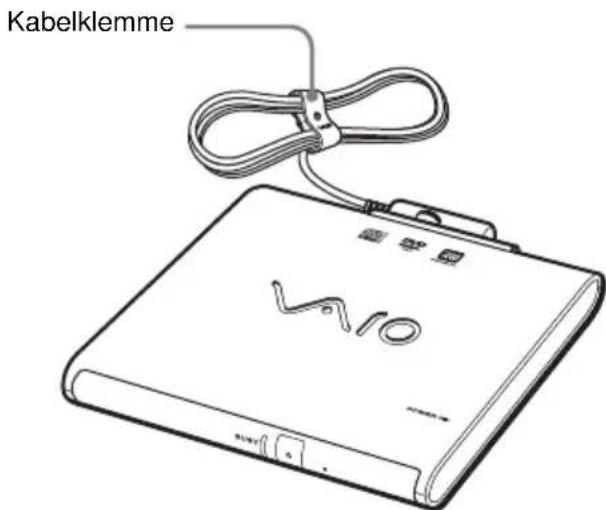 SONY PCGADDRW1 - Transportieren des Geräts (mit der Kabelklemme) - 1