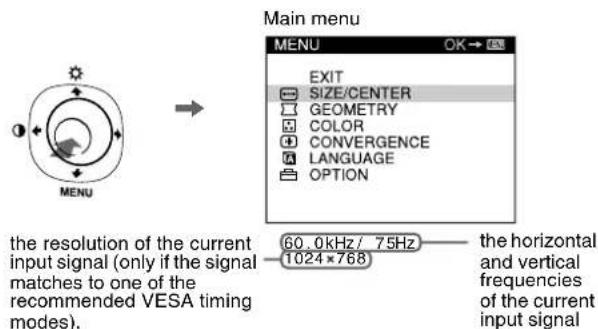 SONY HMDA240R - Navigating the menu - 1