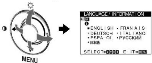 SONY HMDA100 - Move the control button to highlight LANGUAGE/ INFORMATION and press the center of the control button again. - 1