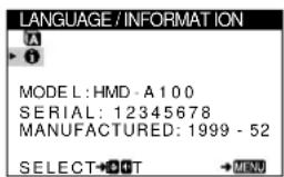 SONY HMDA100 - Move the control button / to select (INFORMATION) and press the center of the control button. - 1