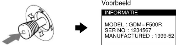 SONY GDMF500R - Weergave van de naam van de monitor, het serienummer en de productiedatum. - 1