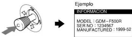 SONY GDMF500R - Visualización del nombre, número de série y Fecha de fabricación de este monitor. - 1