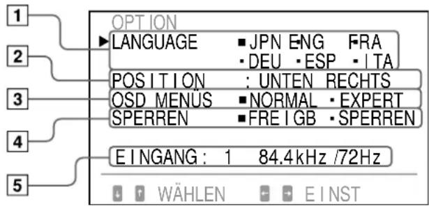 SONY GDM90W01T5 - Bildschirmanzeige OPTION - 1
