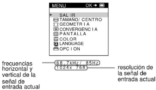 SONY GDM5402 - ■ Visualización de la señal de entrada actual - 1